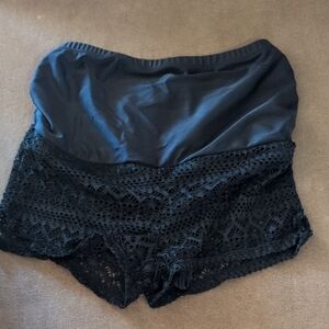 SHEIN Black High-Waist Lace Swim Bottoms